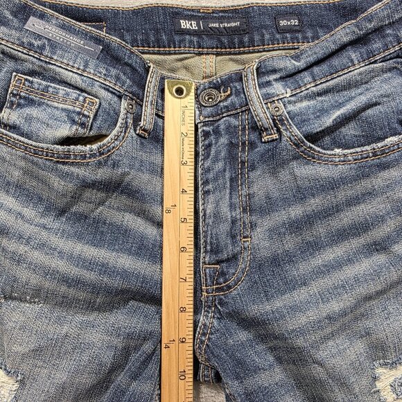 BKE Jake Straight Jeans Mens 30x32 Blue Distressed Performance Stretch Denim - Picture 6 of 12